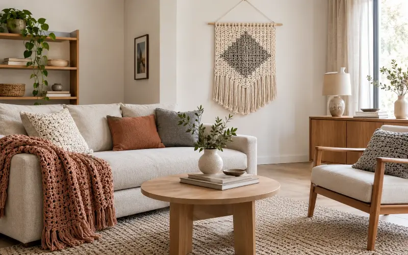 modern crochet home decor palette and placement