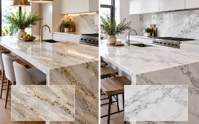quartzite vs marble benchtop