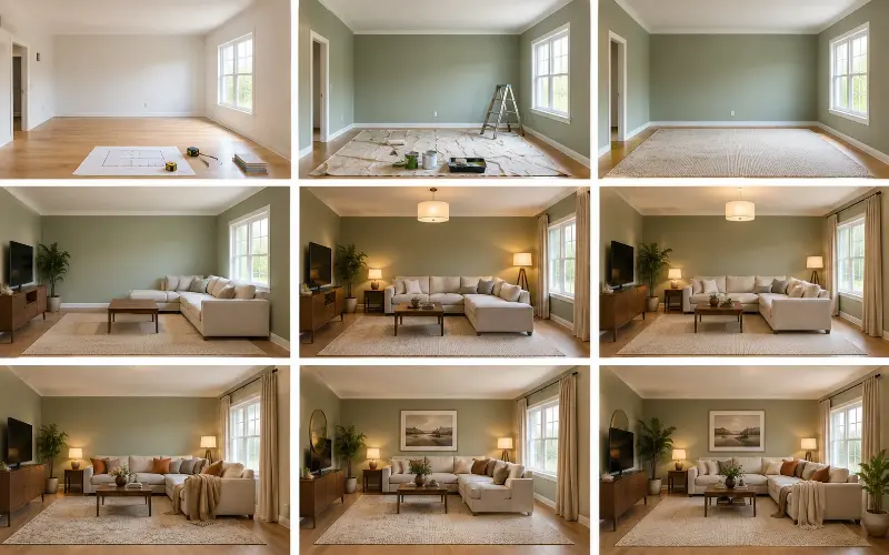 the correct order to decorate a room