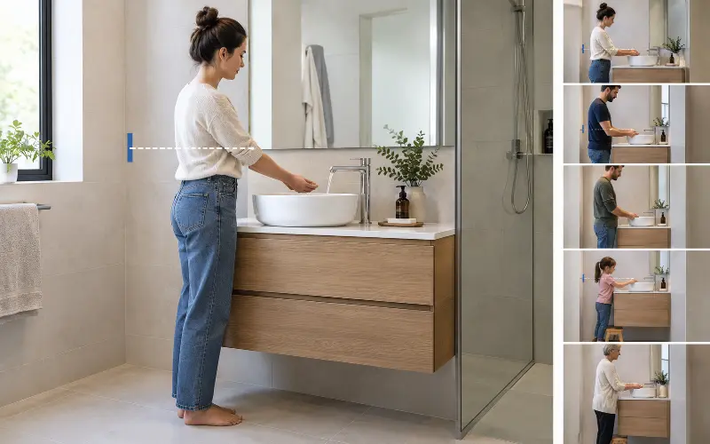 what is the optimal standard height of bathroom vanity australia
